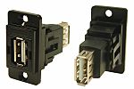 RS PRO Straight, Panel Mount, Socket to Socket- Dual Port Type A to A 2.0 USB Connector