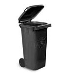 RS PRO 120L Black Polypropylene Dustbin