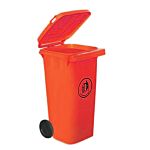 RS PRO 120L Red Polypropylene Dustbin