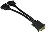 RS PRO, Male DVI-D Dual Link to Female DVI-I Dual Link x 2  Cable, 200mm