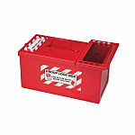 Estación de bloqueo Brady METAL STORAGE LOCK BOX,SMALL,RED, 17 candados