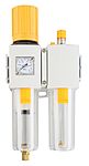 RS PRO G 1/4 Filter Regulator Lubricator, Manual Drain, 40μ Filtration Size - With Pressure Gauge