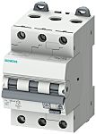 Siemens RCBO, 10A Current Rating, 3P Poles, 30mA Trip Sensitivity, Type C, Sentron Range