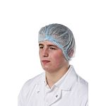 RS PRO Blue Disposable Hair Net for Food Industry Use, One-Size, Mob Cap Type, Non-Metal Detectable, 100Each per Package