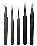 RS PRO Steel, Curved, Fine, Rounded, Sharp, ESD Tweezer Set
