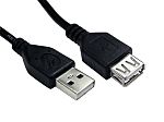 Cable USB 2.0 RS PRO, con A. USB A Macho, con B. USB A Hembra, long. 1.8m, color Negro