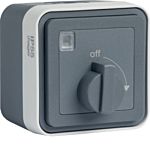 Hager Off-On Control Station Switch, Polypropylene, Grey, Off, On, IP55