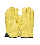 Polyco Healthline Yellow Leather Abrasion Resistant, Puncture Resistant, Tear Resistant Reusable Gloves, Size 10, Foam