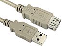 RS PRO USB 2.0 Cable, Male USB A to Female USB A Cable, 1m
