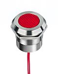 RS PRO Red Panel Mount Indicator, 12 → 24V ac/dc, 25mm Mounting Hole Size, Lead Wires Termination, IP67, IP69K
