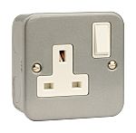 RS PRO Grey 1 Gang Plug Socket, 2 Poles, 13A, BS 1363, Indoor Use