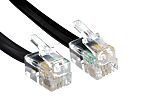 RS PRO Male RJ10 to Male RJ10 Telephone Cable, 5/0.10, Black Sheath, 3m