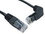 RS PRO Cat5e Straight Male RJ45 to Right Angle Male RJ45 Ethernet Cable, UTP, Black PVC Sheath, 500mm