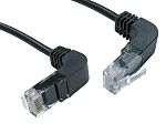 RS PRO Cat5e Right Angle Male RJ45 to Right Angle Male RJ45 Ethernet Cable, UTP, Black PVC Sheath, 1m