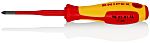 Knipex Pozidriv Insulated Screwdriver, PZ1 Tip, 80 mm Blade, VDE/1000V, 187 mm Overall