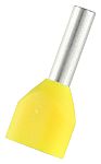 RS PRO Insulated Bootlace Ferrule, 8mm Pin Length, 1.7mm Pin Diameter, 1mm² Wire Size, Yellow