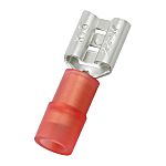 RS PRO Red Insulated Female Spade Connector, Double Crimp, 6.35 x 0.8mm Tab Size, 0.5mm² to 1.5mm²