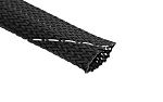 Tenneco Expandable Braided Polyester Black Protective Sleeving, 28mm Diameter, 50m Length, TCP V0 Series