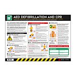 AED Defibrillation and CPR Safety Poster, PVC, English, 420 mm, 594mm