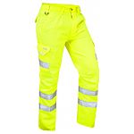 Leo Workwear CT01-Y-LEO Yellow Hi-Vis, Stain Resistant, Waterproof Hi Vis Work Trousers, 28in Waist Size