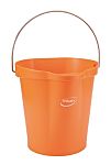 12L Polypropylene, Steel Orange Bucket With Handle