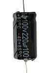 RS PRO 220μF Aluminium Electrolytic Capacitor 100V dc, Axial, Through Hole