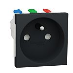 Anthracite 1 Gang Plug Socket, 2 Poles, 16A, French 2P