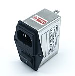 RS PRO 4A, 250 V ac Socket Chassis Mount IEC Inlet Filter 2 Pole, Faston 1 Fuse