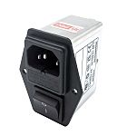 RS PRO 6A, 250 V ac Socket Chassis Mount IEC Inlet Filter 2 Pole, Faston 2 Fuse