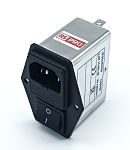 RS PRO 6A, 250 V ac Socket Chassis Mount IEC Inlet Filter 2 Pole, Faston 2 Fuse