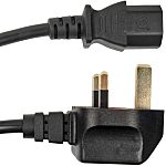 RS PRO Right Angle Type G UK Plug to Straight IEC C13 Socket Power Cord, 2m
