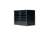 RS PRO 12 Drawer Storage Unit, Polystyrene, 169mm x 225mm x 133mm, Black, Transparent