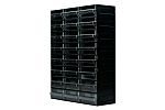 RS PRO 24 Drawer Storage Unit, Polystyrene, 338mm x 450mm x 133mm, Black, Transparent