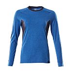 Blue, Dark Navy 40% Polyester, 60% Cotton Long Sleeve T-Shirt, UK- M