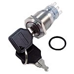 RS PRO IP40 Key Switch, DPDT, 5A 2-Way Flat-Key