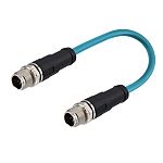 RS PRO Straight Male 8 way M12 to Straight Male 8 way M12 Cable, 1m