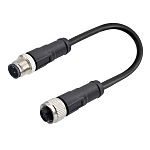 RS PRO Straight Male 4 way M12 to Straight Female 4 way M12 Cable, 5m