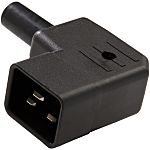 Conector IEC C20 macho RS PRO, Ángulo de 90° , Montaje de Cable, 250 V, 16A