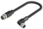 RS PRO Right Angle Female 4 way M12 to Straight Male 4 way M12 Actuator/Sensor Cable, 1m