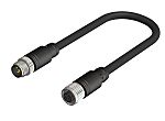 RS PRO Straight Female 4 way M12 to Straight Male 4 way M12 Actuator/Sensor Cable, 3m