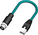 RS PRO Straight Male 8 way M12 to Straight Male 8 way M12 Actuator/Sensor Cable, 3m