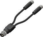 RS PRO Straight Male 4 way M12 to Straight Female 3 way M8 Actuator/Sensor Cable, 300mm