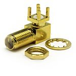 RS PRO, Jack PCB SMA Connector, 50Ω, Through Hole Termination, Right Angle Body