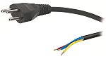 Feller Power 1 mm² 3 Core Power Cable, Black Polyvinyl Chloride PVC, 3m