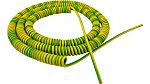 TBS de Buck B.V. Coiled 10 mm² 1 Core Power Cable, Green/Yellow Polyurethane PUR, 3.5m