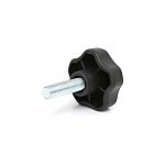 Black Thermoplastic Multiple Lobes Clamping Knob, M8 x 35, Threaded Mount