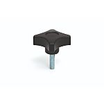 RS PRO Black Thermoplastic Clamping Knob, M6 x 20, Threaded Mount