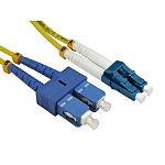 RS PRO LC to SC Duplex Single Mode OS2 Fibre Optic Cable, 3mm, Yellow, 2m