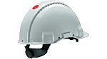 3M White Hard Hat with Chin Strap, Adjustable, Ventilated