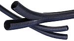 Plustek Corrugated Loom Tubing Conduit, 32mm Nominal Diameter, Polyamide 6, Black